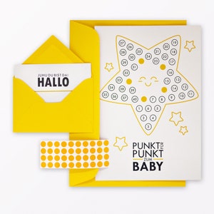 Postcard baby calendar &quot;Hello little star&quot; incl. envelope, minicard + envelope and glue points