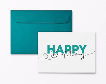 Folded card LineArt "Happy Birthday" incl. envelope