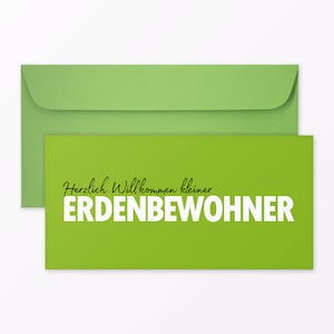 Baby kaart "Welcome Earth Dweller" Lange incl. envelop