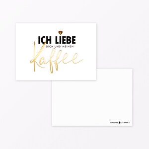 Postcard &quot;I love coffee&quot; A6 with gold foil
