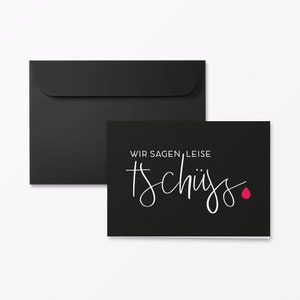 Tarjeta funeraria "Leise tschüss" tarjeta plegable A6 a través de envolvente incluido + acabado de su elección