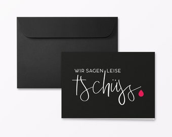 Funeral card "Leise tschüss" folding card A6 across incl. envelope + finishing of your choice