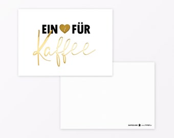 Postcard "A heart for coffee" A6 with gold foil