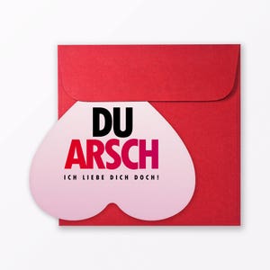 Carte postale « Du Cul » en forme de coeur, enveloppe incl.