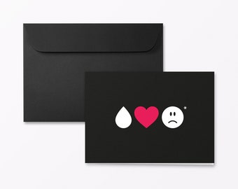 Mourning card "Infinitely sad emoji" folding card A6 across incl. envelope + finishing of your choice