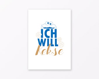 Postkarte „Ich will Kekse“ DIN A6