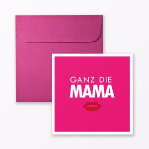 Tarjeta de bebé "Toda la mamá" en cuadrado rosa incl. sobre