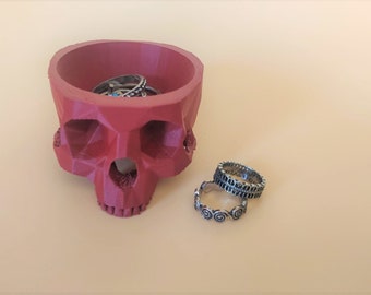Skull Plant Pot / Matte Red / Extra Small / Planter / Low Poly / Desk Buddy / 3D Printed / Ring Dish