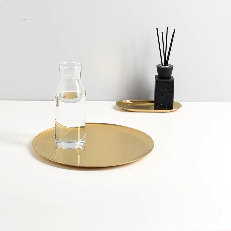 Large Decorative Gold Tray 28 Cm Diameter Etsy