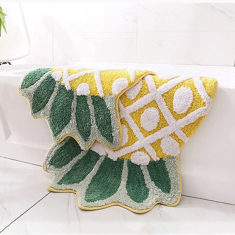 Absorbent Nonslip Fluffy Pineapple Bath Mat Fruit Bath Rug Etsy