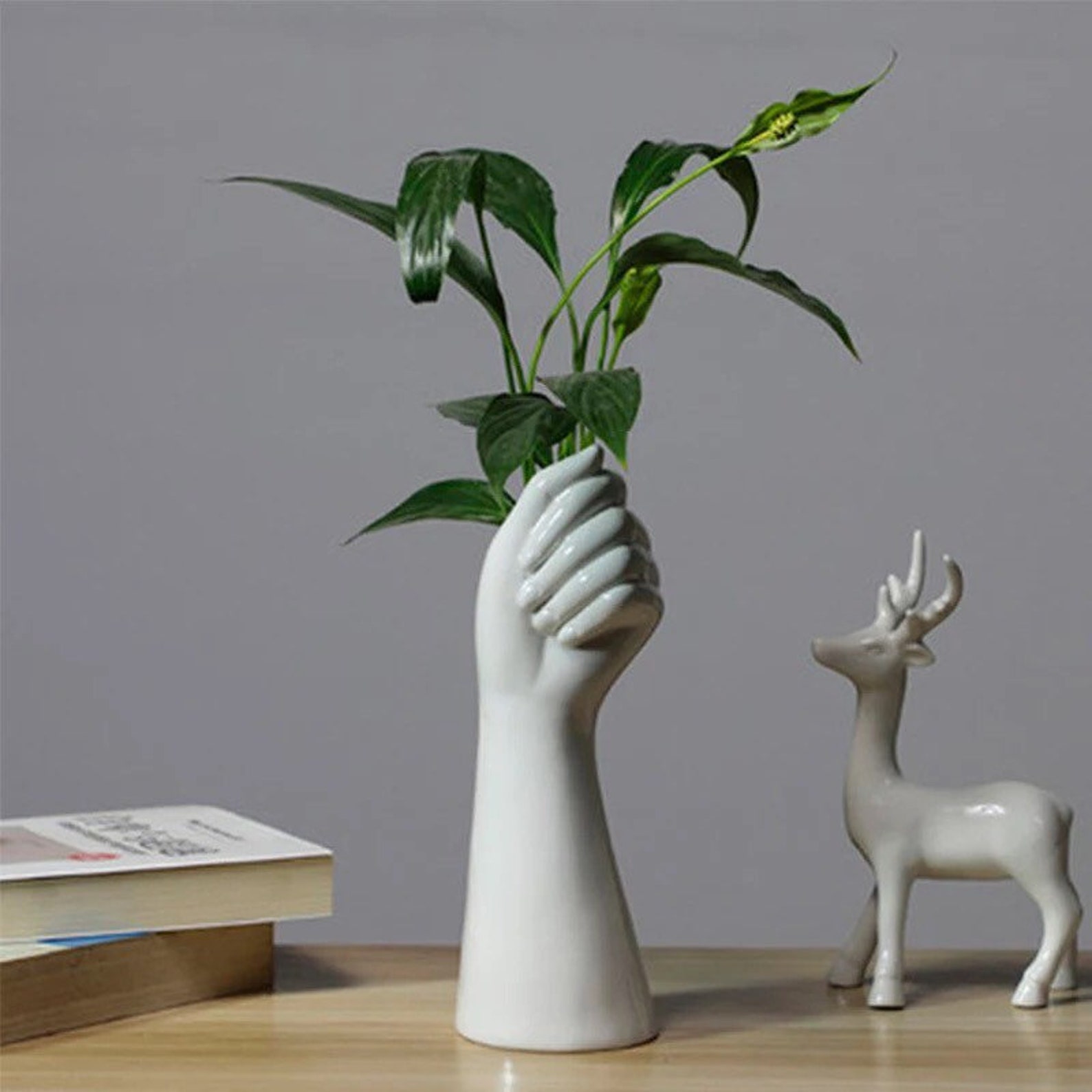 Ceramic Hand Vase Nordic Hand Vase in White Gold or Chrome Etsy Denmark