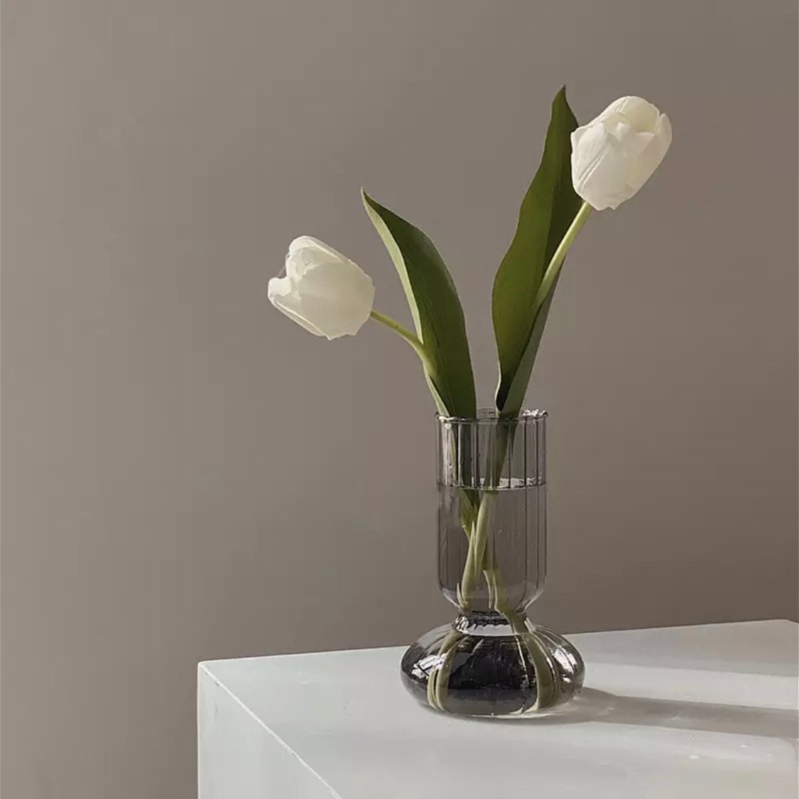 Tall Glass Vase With Flowers