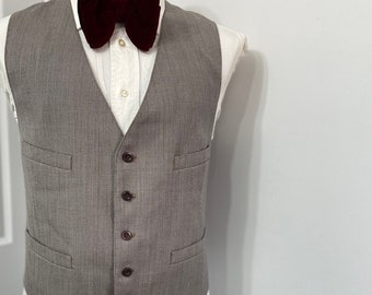 Vintage Mens Suit Vest 1960s Mens Wool Vest Vintage Mens Waistcoat Size 40 Medium / M / Vintage Mens Suit Vest Brown beige Edwardian