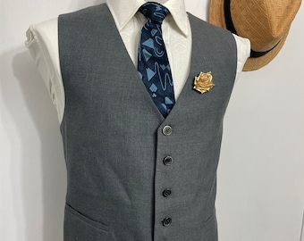 Vintage Suit Vest Mens Suit Waistcoat blazer mens vest Gray Waistcoat Size 42 / Large / Lrg / L / Vintage Vest for Men  Suit Vest for Men