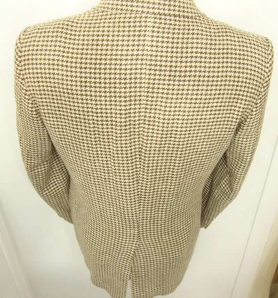 Vintage 1960's Houndstooth Beige Brown Wool Tweed… - image 5