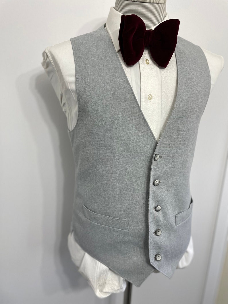 1970s Vintage Wool Suit Vest Mens Suit Waistcoat Gray Wool Waistcoat Size 40 / Medium / M / Med / Vintage Vest for Men Suit Vest for Men image 4