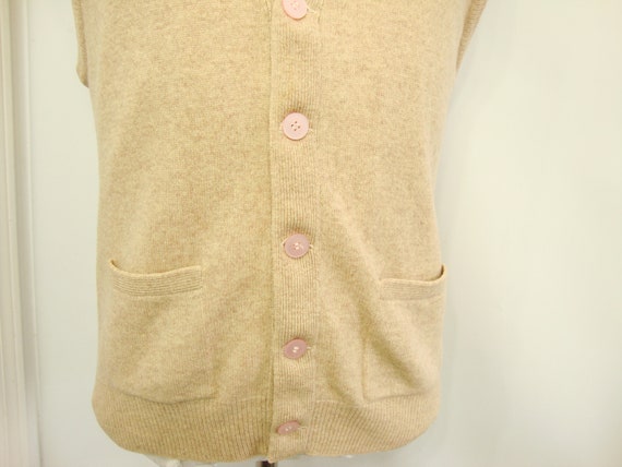 Vintage Ultra Rare Lamb Wool Sweater Vest / Beige… - image 3