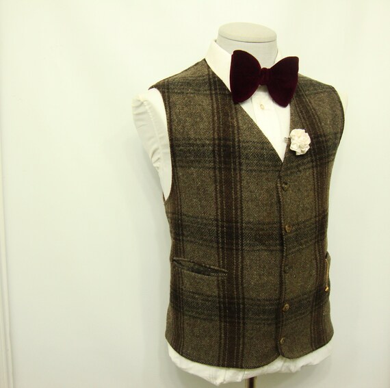 1970's Vintage Brown Men's Suit Wool Waistcoat Ves