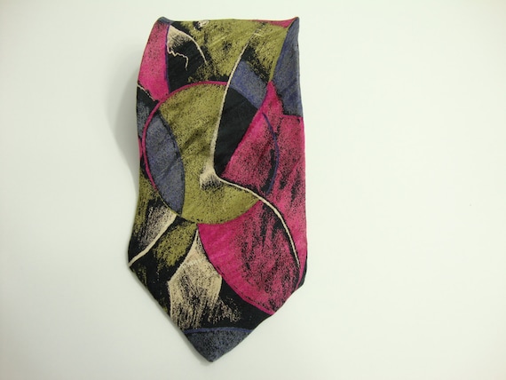 1970's Men's Vintage artistic brush Necktie / Clas