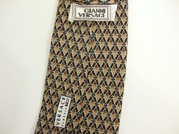 Gianni Versace "V2" Vintage Tie / Cobra Skin / Br… - image 4