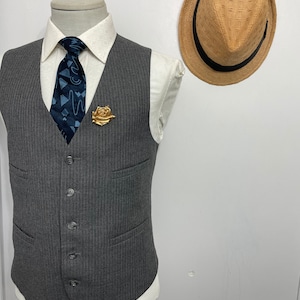 1960s Vintage Wool Suit Vest Mens Suit Waistcoat Gray Wool Waistcoat Size 40 / Medium / Med / M / Vintage Vest for Men  Suit Vest for Men