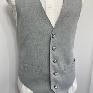 1970s Vintage Wool Suit Vest Mens Suit Waistcoat Gray Wool Waistcoat Size 40 / Medium / M / Med / Vintage Vest for Men Suit Vest for Men image 3