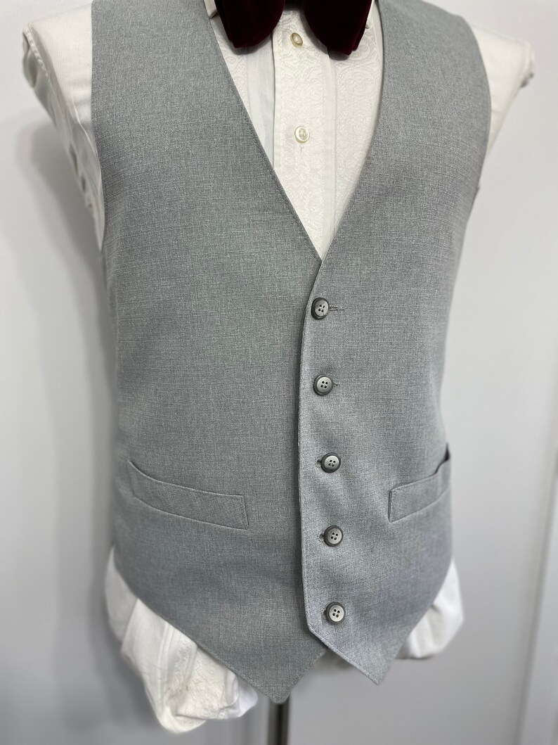 1970s Vintage Wool Suit Vest Mens Suit Waistcoat Gray Wool Waistcoat Size 40 / Medium / M / Med / Vintage Vest for Men Suit Vest for Men image 3