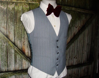 Vintage Men's Suit Vest 1960 Mens Waistcoat Size 38 / Medium / M / Mens Wool Vest Teal Gray mens Vintage Waistcoat Pinstripe Wool Mens Vest