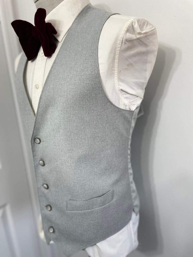 1970s Vintage Wool Suit Vest Mens Suit Waistcoat Gray Wool Waistcoat Size 40 / Medium / M / Med / Vintage Vest for Men Suit Vest for Men image 5