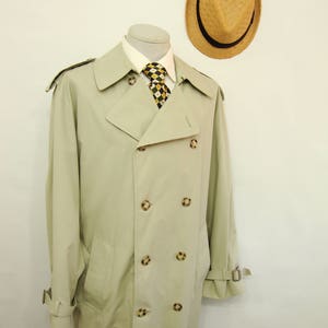 Classic Vintage Men&#39;s Cotton Blend Overcoat Dress Coat Guilford Green Trench Coat Long Vintage Over Coat Size 42 - 44 / Large / L