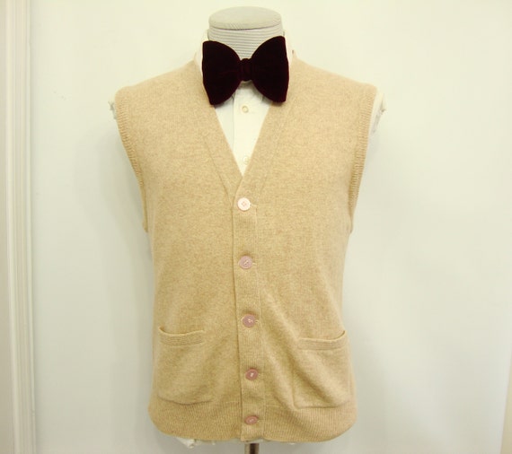 Vintage Ultra Rare Lamb Wool Sweater Vest / Beige… - image 8