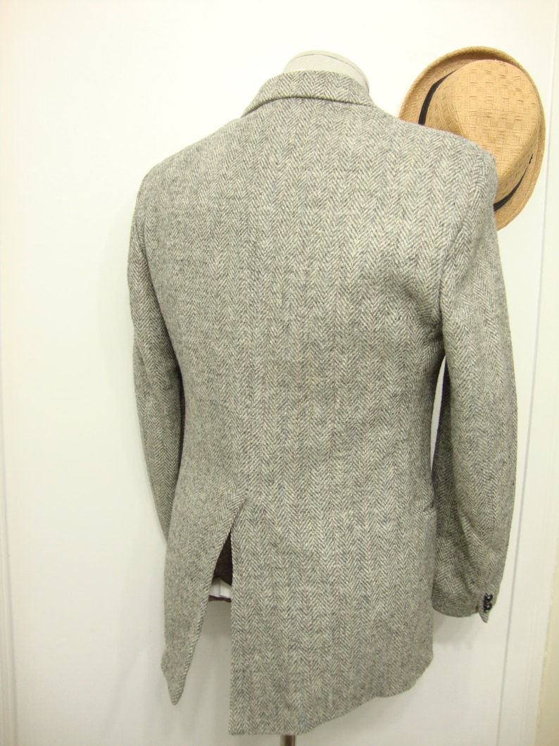 Vintage Classic Grey Herringbone Tweed Wool Sport Coat / Mens Etsy