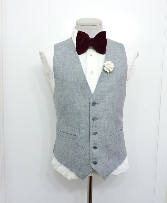 Vintage Suit Vest 1960 Mens Suit Waistcoat Gray Wa