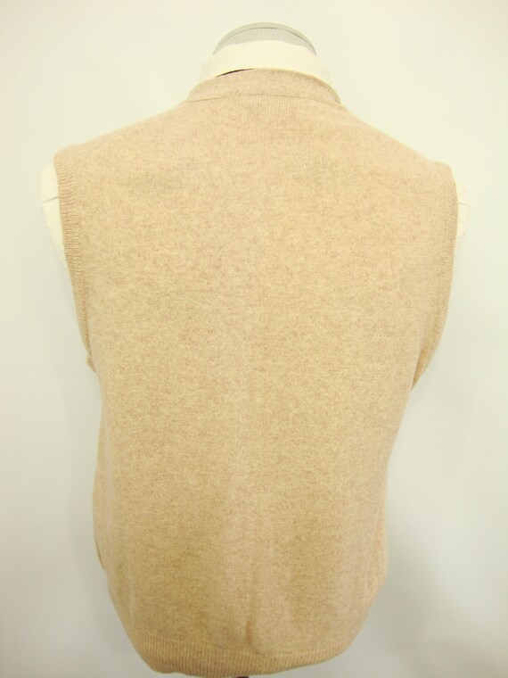 Vintage Ultra Rare Lamb Wool Sweater Vest / Beige… - image 7