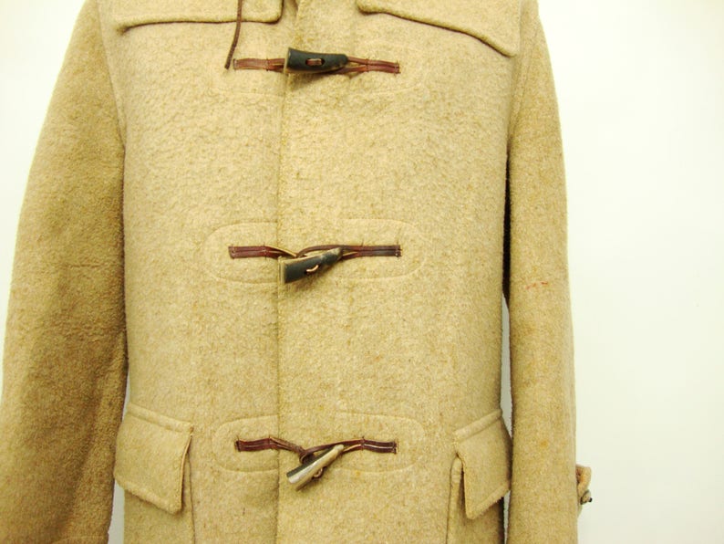 1960's Vintage Men's Tip Top Wool Peacoat Brown Trench Coat Long Pea coat Vintage Over Coat Size 40 42 / Rare Authentic Vintage image 3