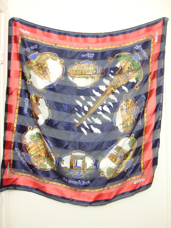 Foulard Carré Vintage En Soie 100% Italie - Fait Main - Multicolore Bohème