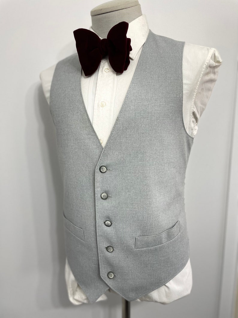 1970s Vintage Wool Suit Vest Mens Suit Waistcoat Gray Wool Waistcoat Size 40 / Medium / M / Med / Vintage Vest for Men Suit Vest for Men image 9