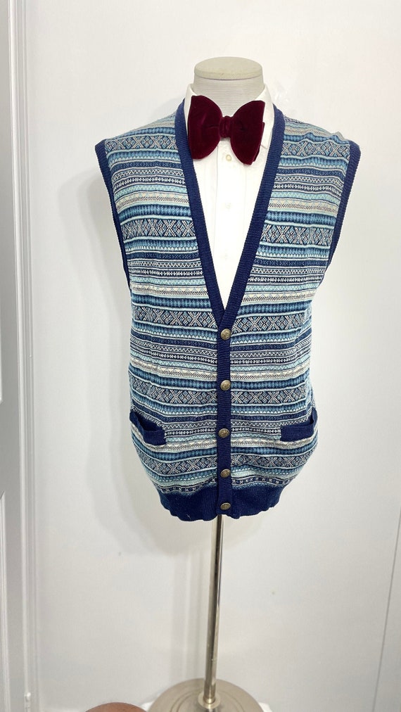 Vintage Acrylic Wool Sweater Vest / Fair Isle Kni… - image 1