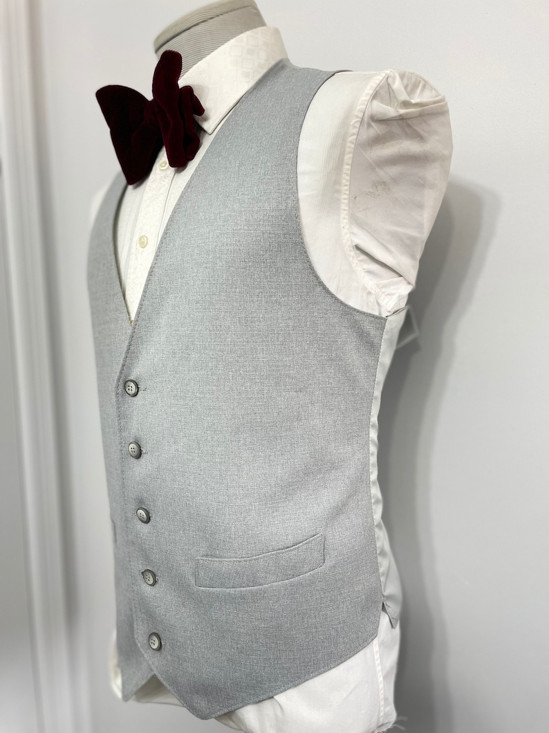1970s Vintage Wool Suit Vest Mens Suit Waistcoat Gray Wool Waistcoat Size 40 / Medium / M / Med / Vintage Vest for Men Suit Vest for Men image 8
