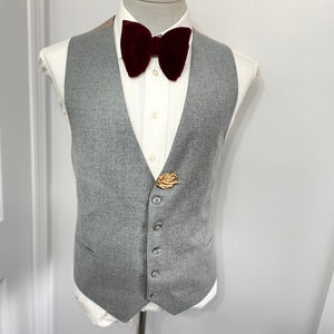 Vintage Mens Suit Vest 70s Men&#39;s Wool Vest Vintage Mens Wool Waistcoat Size 46 Extra Large / XL / Vintage Mens Suit Vest Gray Mens Waistcoat