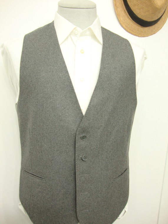 Vintage NINO CERRUTI  Charcoal Gray Plain Wool Ve… - image 3