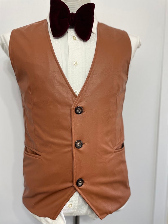Vintage Men's Ultra Leather Suit Vest Victoria coat V… Gem