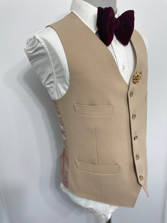 1960s / Trad Vintage Wool Beige Cream Pleated Vest