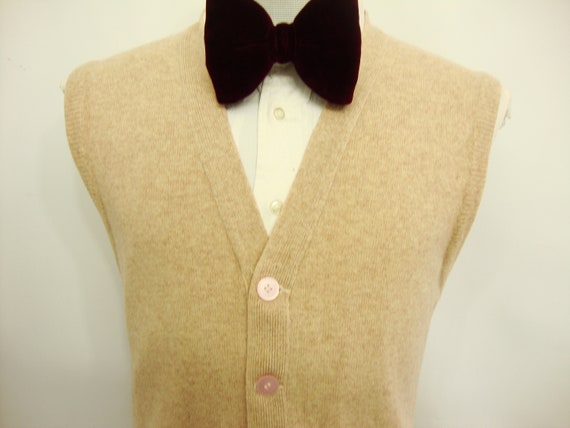 Vintage Ultra Rare Lamb Wool Sweater Vest / Beige… - image 6