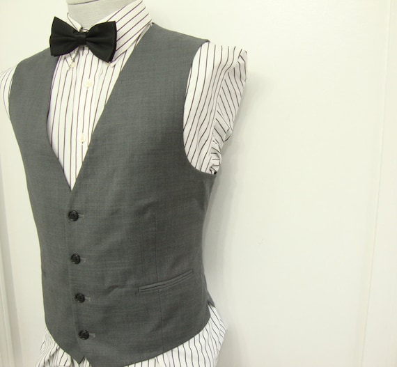 Vintage 1980's Ultra Fine Wool Gray Waistcoat Vest