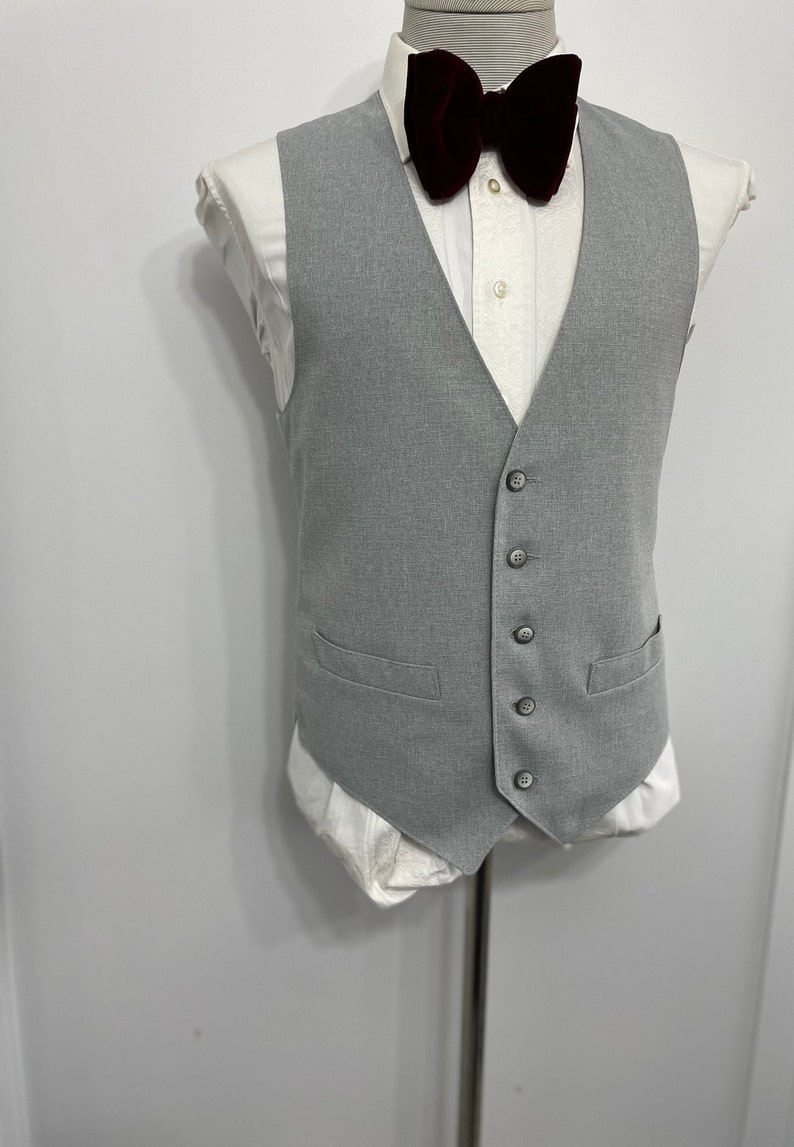 1970s Vintage Wool Suit Vest Mens Suit Waistcoat Gray Wool Waistcoat Size 40 / Medium / M / Med / Vintage Vest for Men Suit Vest for Men image 6