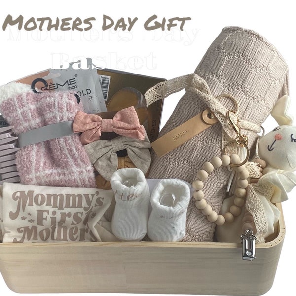 New Mom Gift Basket, 1st Mother’s Day, Newborn Baby Girl & Mom, Pregnancy, Expecting Mom, Wife, Daughter, Sister Friend, Post Paurtum Gift