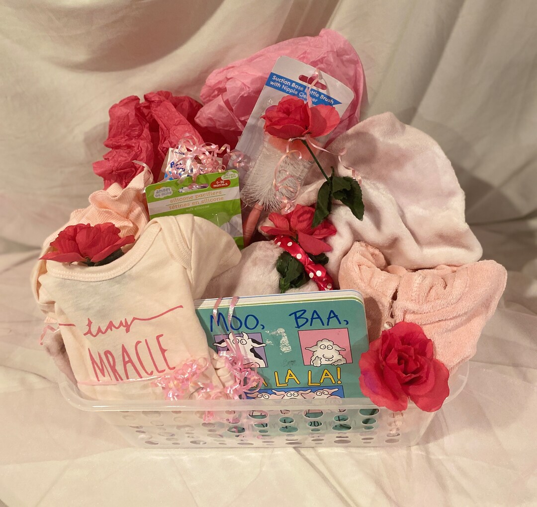 Baby Shower Girl Book Basket, Moo Baa La La La Baby Book Basket for A Special Girl in Your Life