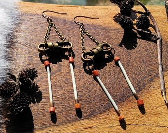 Porcupine earrings, porcupine quills, porcupine quills jewelry, wild jewel, Quebec jewel, Canadian art, rope, node