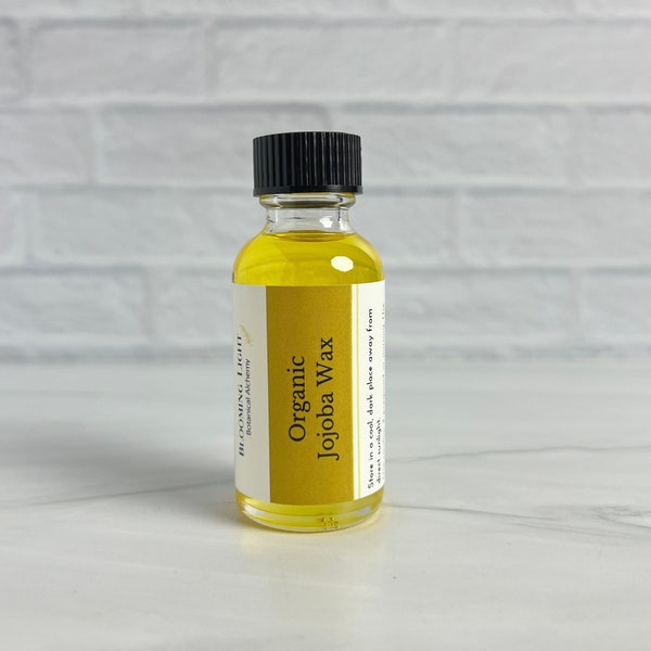 Organic Golden Jojoba oil | 100% unrefined pure jojoba wax, great for DIY body butter projects | 1 oz bottle